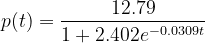 \dpi{120} p(t)=\frac{12.79}{1+2.402e^{-0.0309t}}